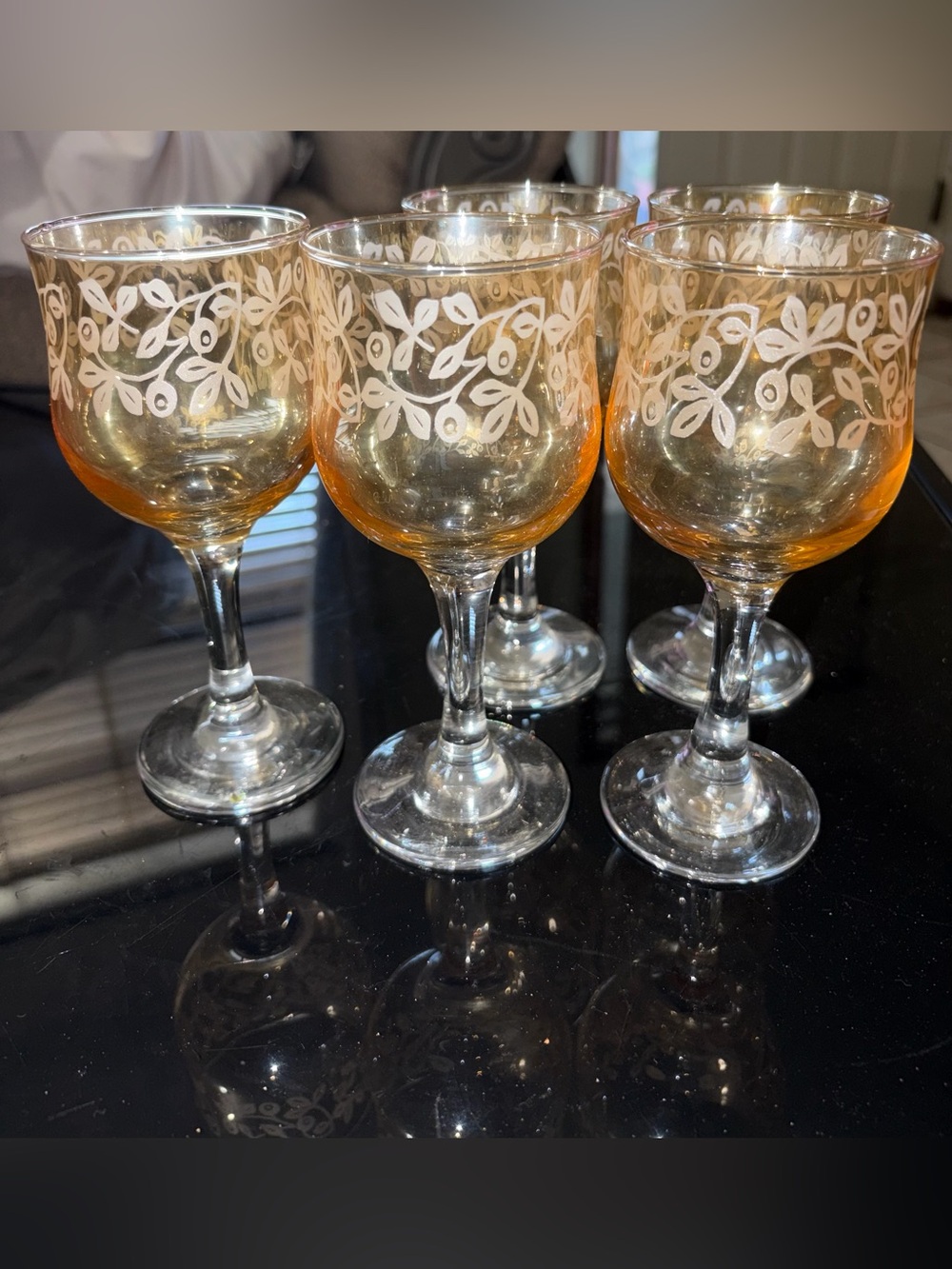 Cristalleria Fumo Hand Decorated Italian Wine Glasses Amber to Clear
